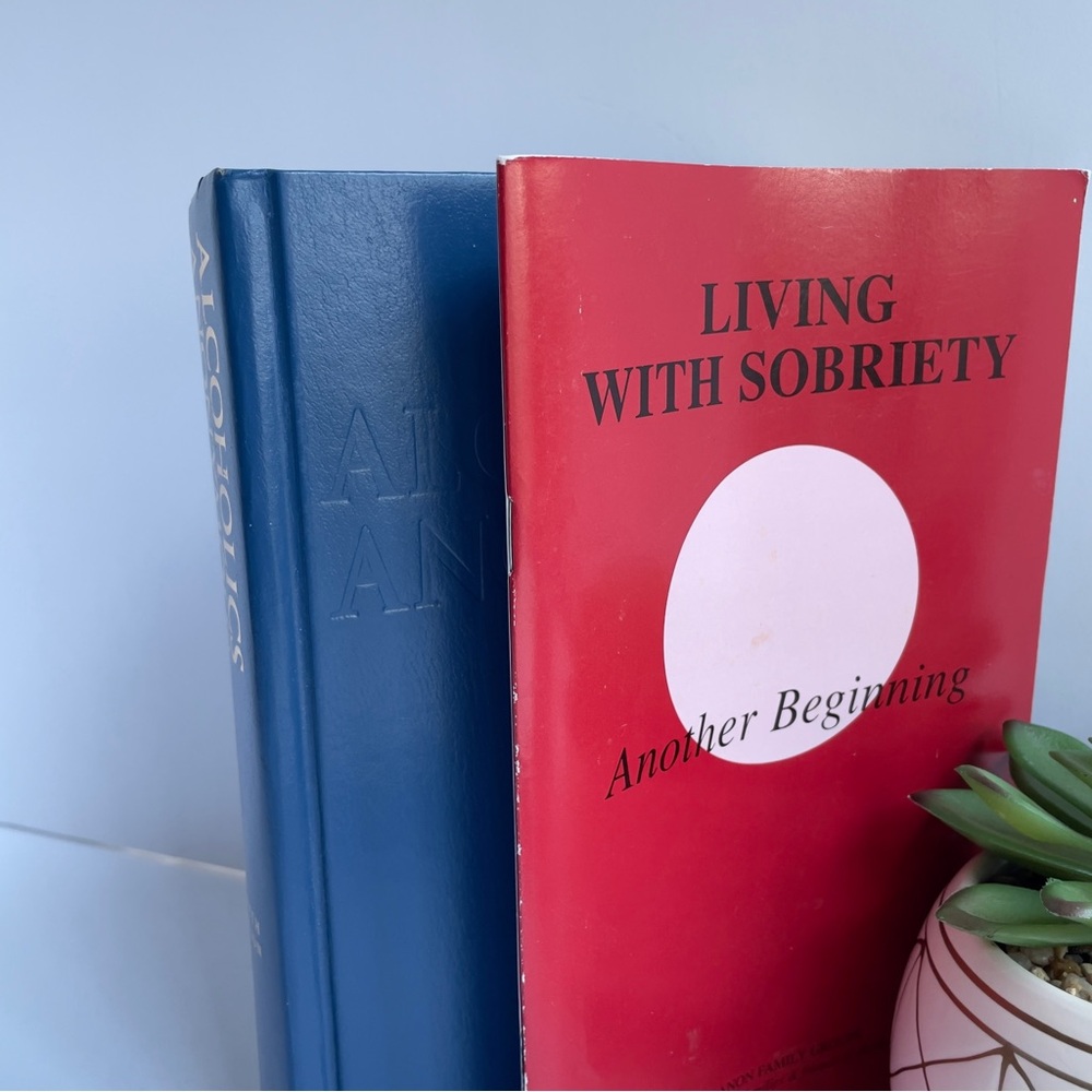 AA Premium Hardcover Big Book 4th Ed BLUE + Living with Sobriety Al-Anon Bundle
